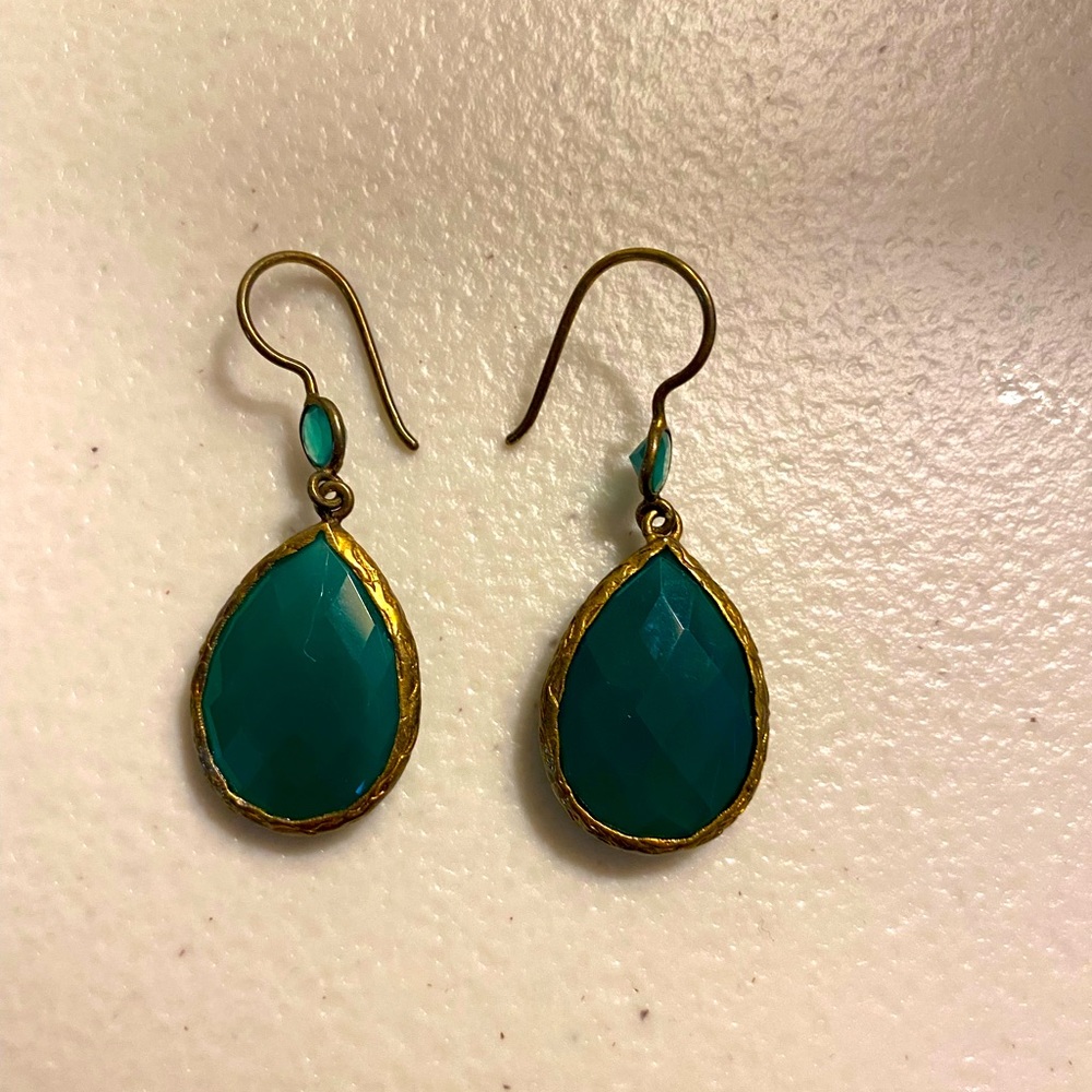 Green drop earrings
